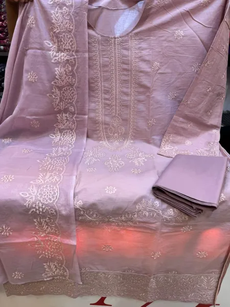 Premium Swizz Lawn Solid Embroidered 3Pc